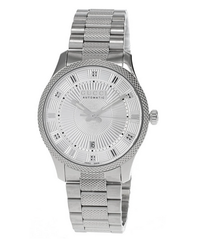 YA126339 ERYX LG AUTO SILVER GUILLOCHE/STEEL
