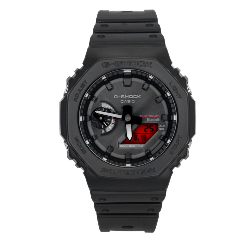 GAB2100BBR-1A  G SHOCK DUO BLACK&BOLD RED,BLACK RESIN BAND