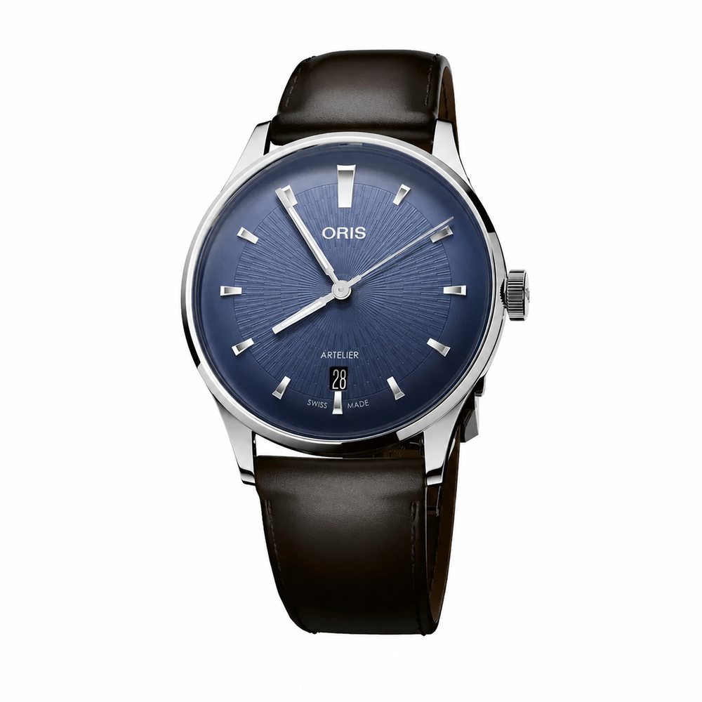 01 733 7810 4055-07 6 20 17FC BLUE DIAL LEATHER STRAP BROWN