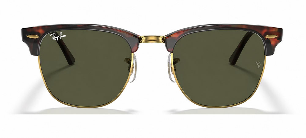RAY BAN 0RB3016 W0366 51 CLUBMASTER MOCK TORTOISE ON ARISTA W/G-15 GREEN