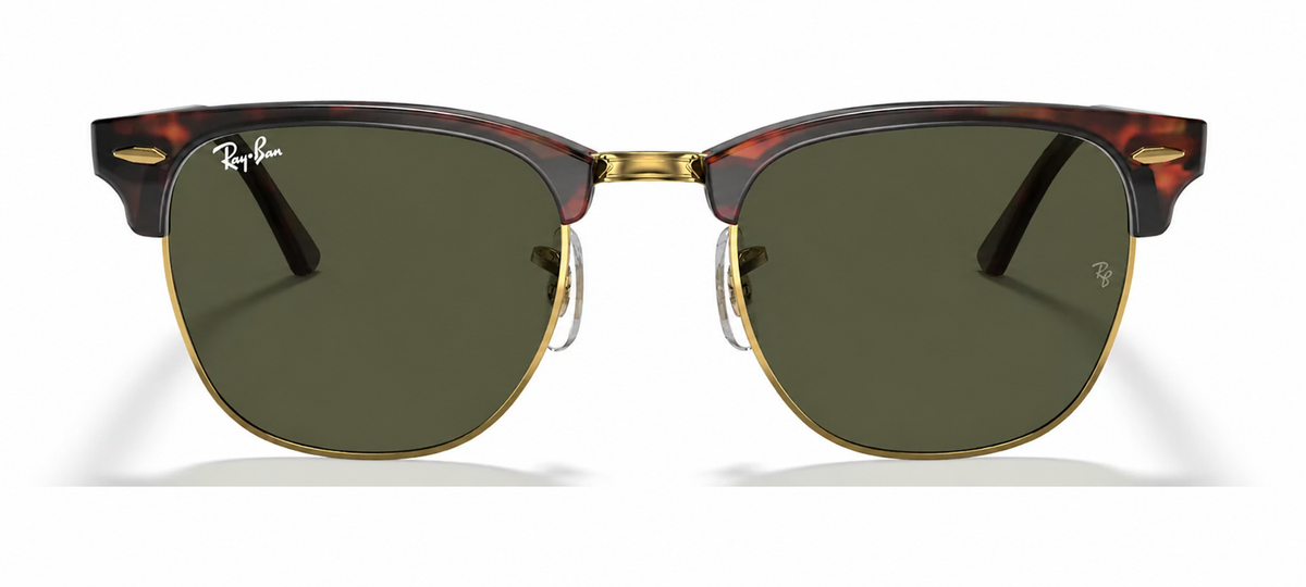 RAY BAN 0RB3016 W0366 51 CLUBMASTER MOCK TORTOISE ON ARISTA W/G-15 GREEN