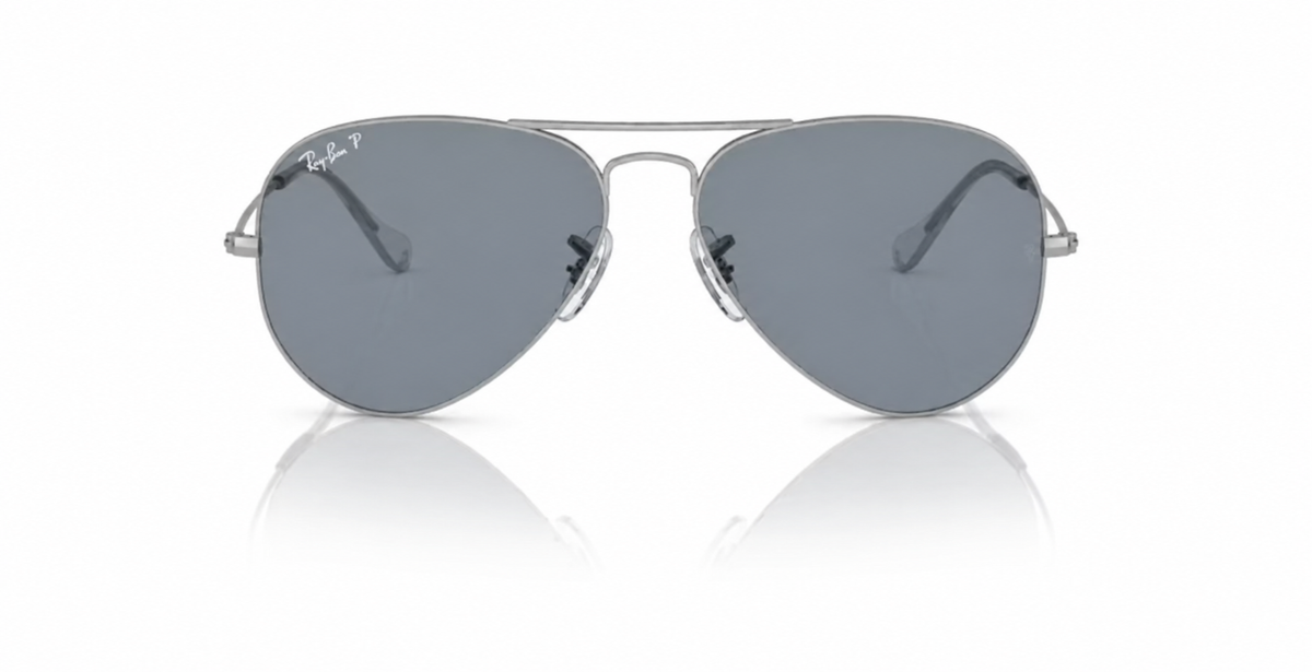 RAYBAN 0RB3025 SIZE 58 AVIATOR LARGE METAL SILIVER W /CLEAR