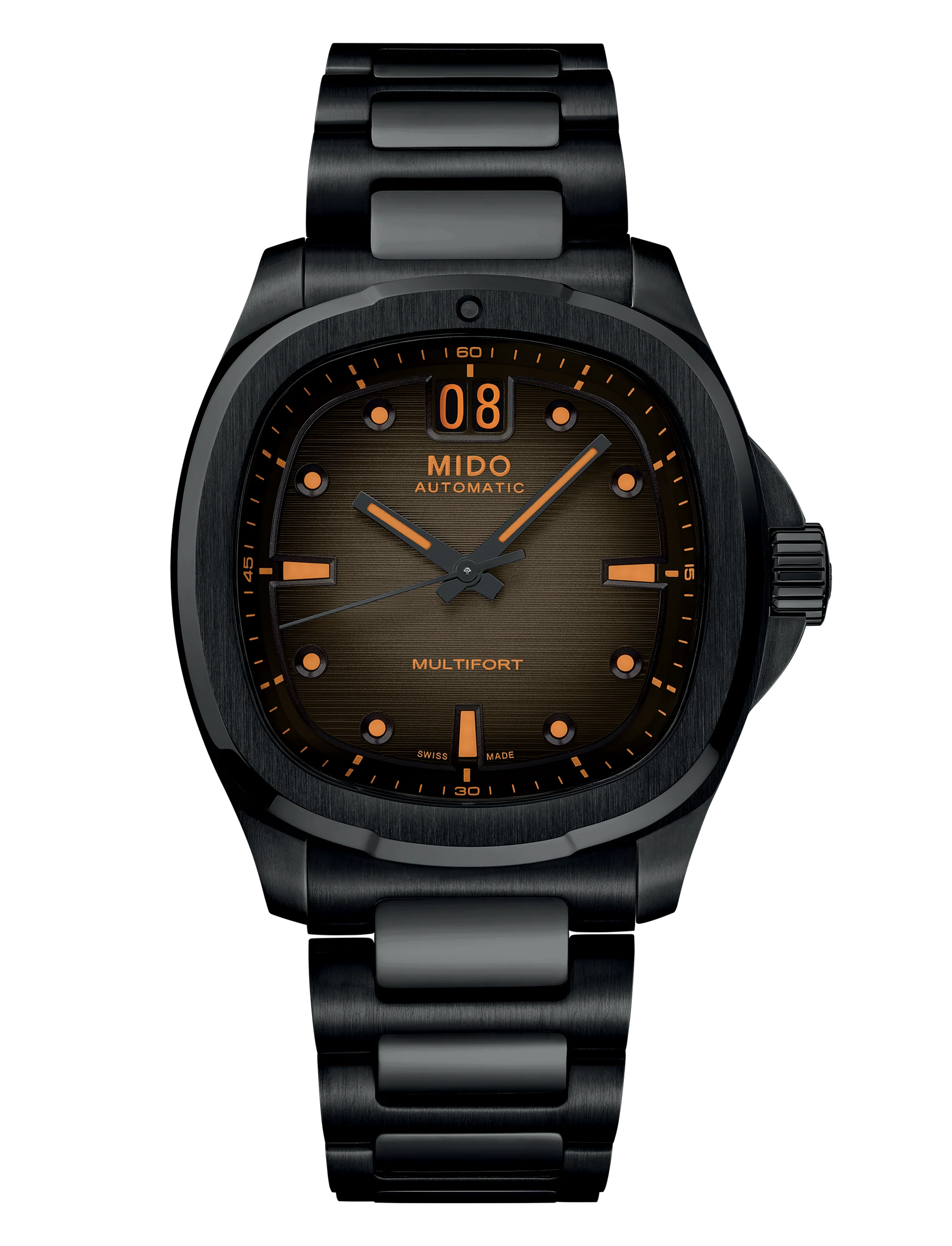 MIDO MULTIFORT GS AUTO STEEL ORANGE STRAP GREY DIAL
