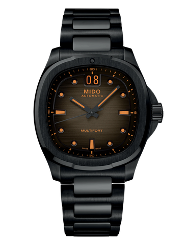 MIDO MULTIFORT GS AUTO STEEL ORANGE STRAP GREY DIAL