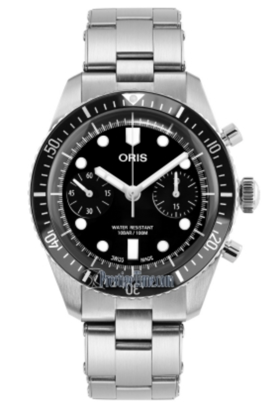 01 771 7791 4054-07 8 20 18 Divers Sixty-Five Chronograph - Dial: Black, Strap: MB Steel Polished