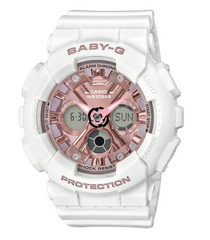 BA130-7A1 BABY-G DUO PINK FACE, WHITE RESIN BAND