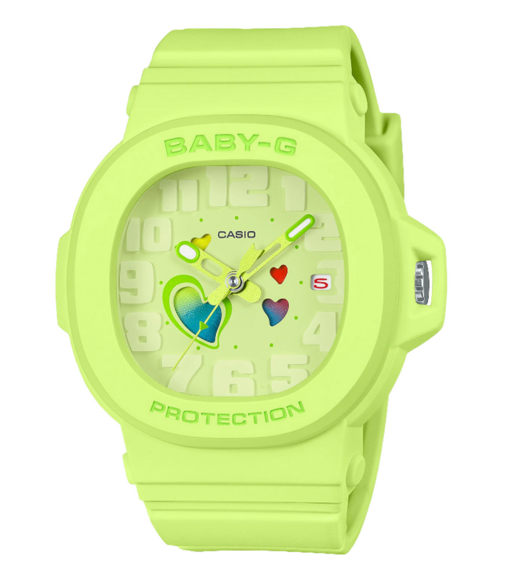 BGA10-3A BABY G ANA SWING HEART DIAL, GREEN FACE, RESIN BAND