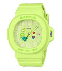 BGA10-3A BABY G ANA SWING HEART DIAL, GREEN FACE, RESIN BAND