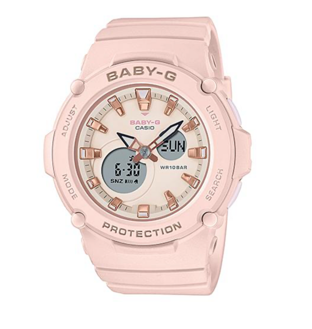 BGA275-4A BABY G DUO OUTDOOR COL, PINK FACE & RESIN BAND