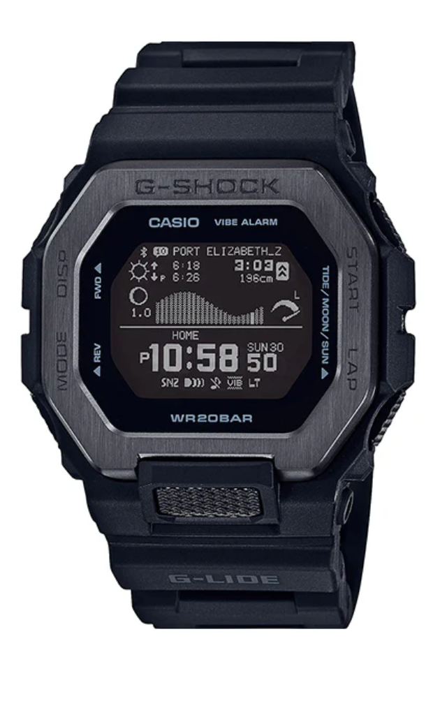 GBX100NS-1D G SHOCK G-LIDE NATURAL SURF, BLACK RESIN BAND