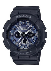 BA130-1A2DR BABY-G DUO BLUE FACE,  BLACK RESIN BAND