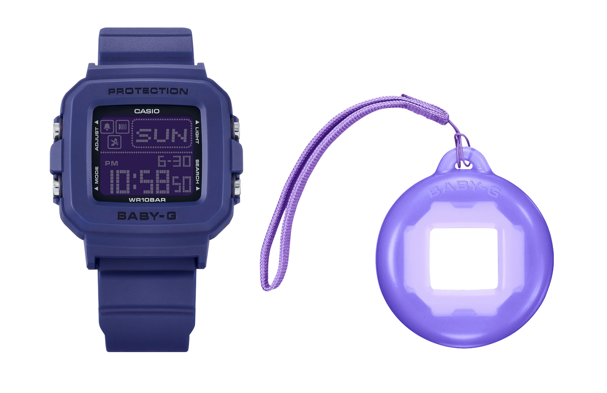 CASIO BABY-G BGD-10K-2ADR – Digital Y2K Holder Set | Blue Band | Purple Holder
