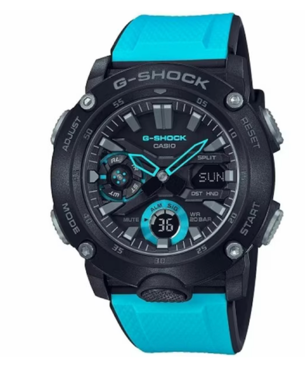 GA2000-1A2DR G SHOCK DUO BLACK AND  BLUE RESIN BAND