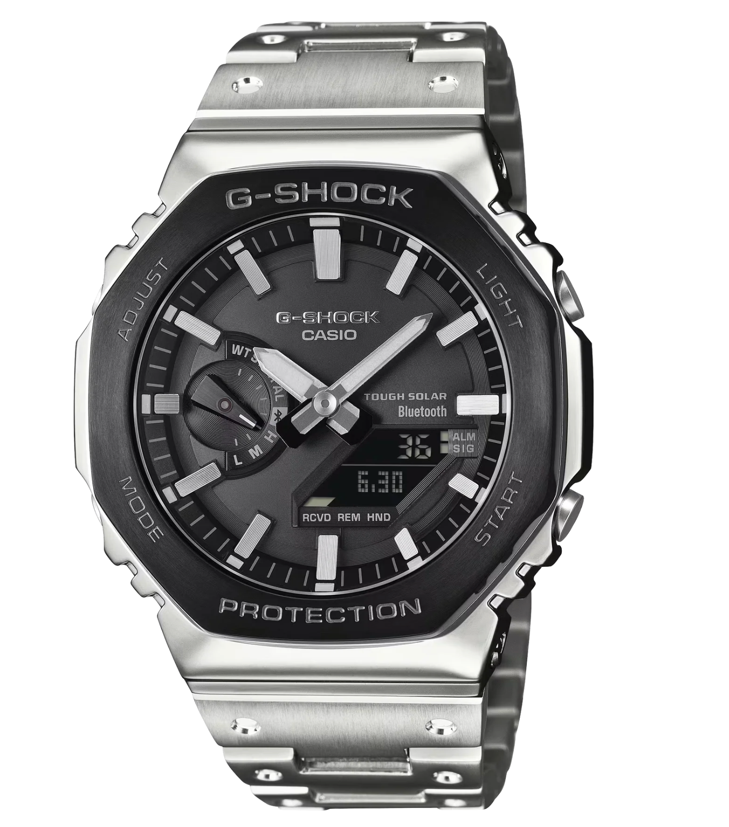 GMB2100BT-1A G SHOCK METAL, BLACK  BEZEL, S/STEEL BAND