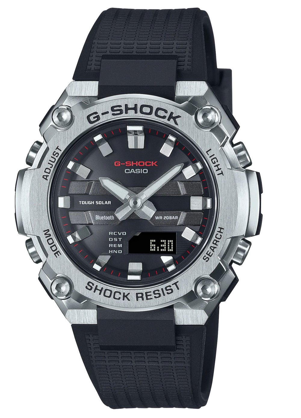 GSTB600-1ADR G STEEL DUO MID THIN, BLACK FACE, BLACK RESIN BAND