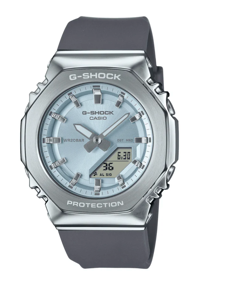 GMS2110-2A G SHOCK MID DUO METAL, BLUE FACE, S/STEEL BAND