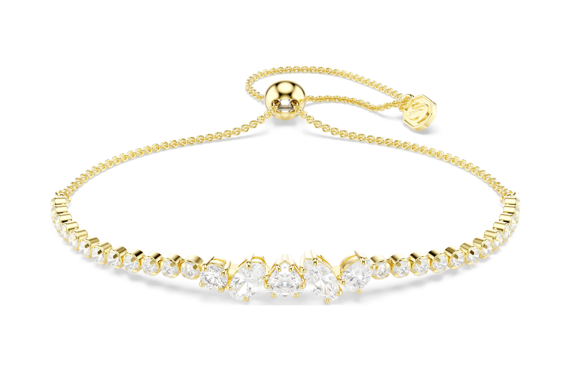5747939 Mesmera bracelet Mixed cuts, White, 18K gold finish