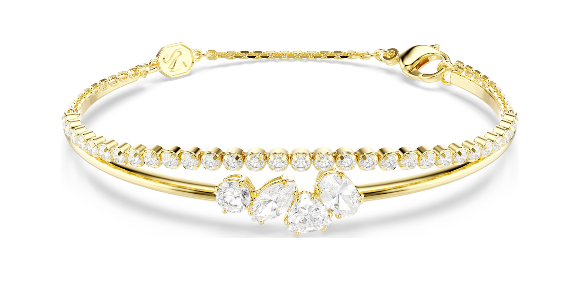 5747953 Mesmera bracelet Mixed cuts, White, 18K gold finish