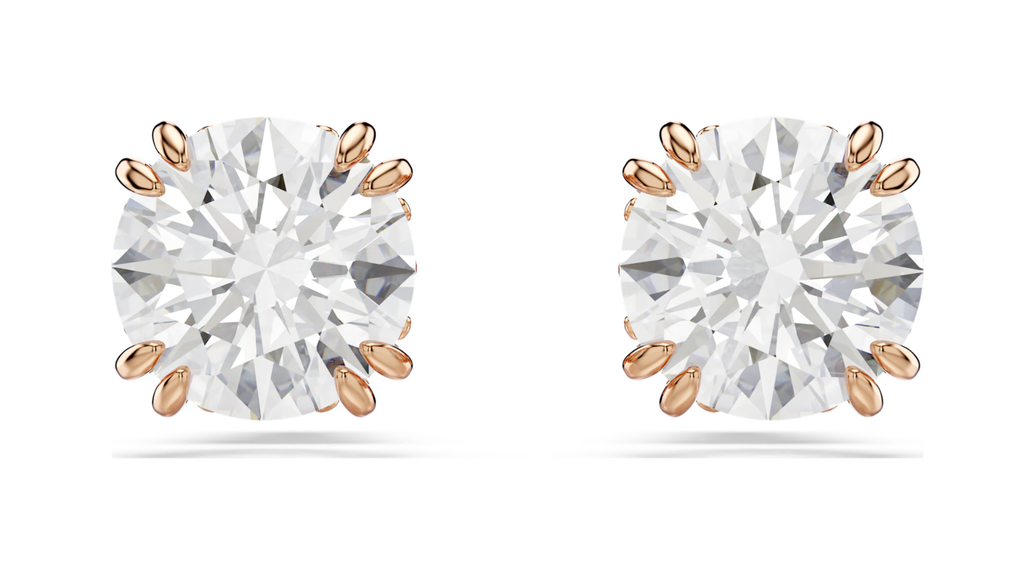 5638801  Stilla stud earrings Round cut, White, 18K rose gold finish