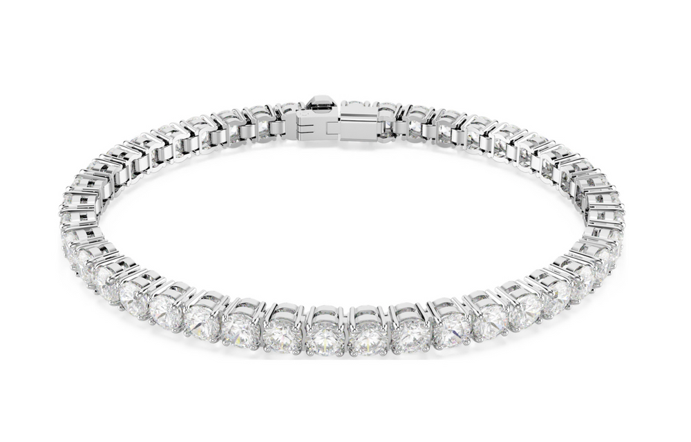 5648937 Matrix Tennis bracelet Round cut, White, Rhodium plated