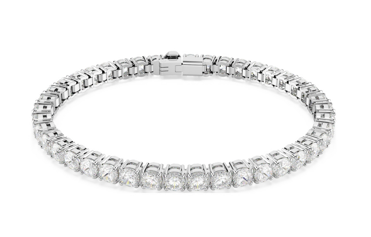 5648937 Matrix Tennis bracelet Round cut, White, Rhodium plated