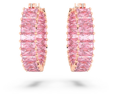 5657726 Matrix hoop earrings Baguette cut, Pink, 18K rose gold finish