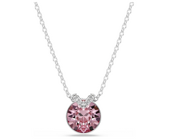 5724289 Bella V pendant Round cut, Pink, Rhodium plated