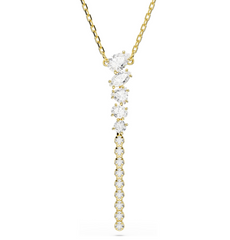 5747997 Mesmera Y necklace Mixed cuts, White, 18K gold finish