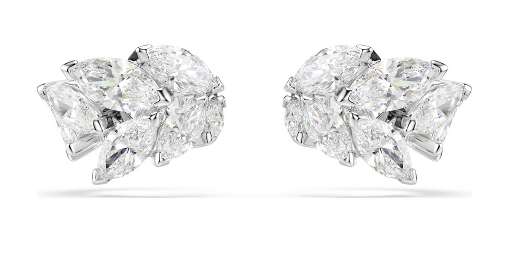 5747998 Mesmera ear cuffs Marquise cut, White, Rhodium plated