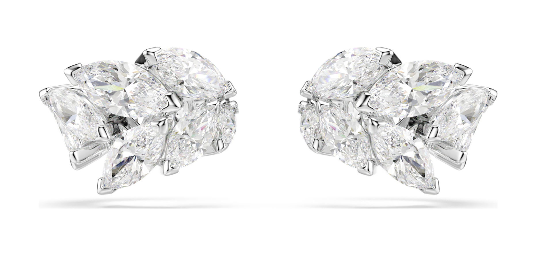 5747998 Mesmera ear cuffs Marquise cut, White, Rhodium plated