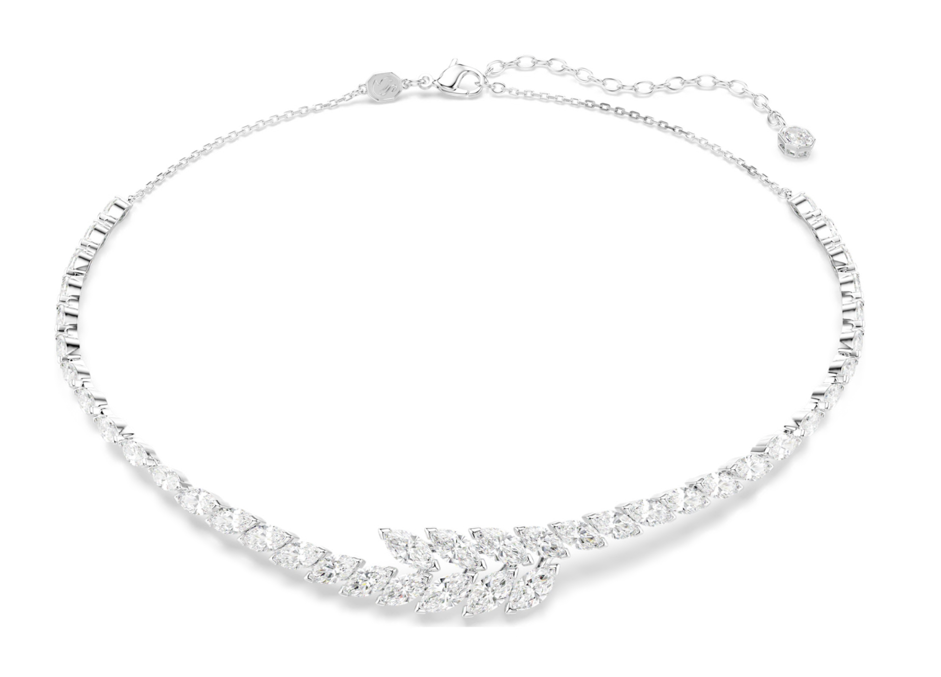 5748004 Mesmera necklace Marquise cut, White, Rhodium plated
