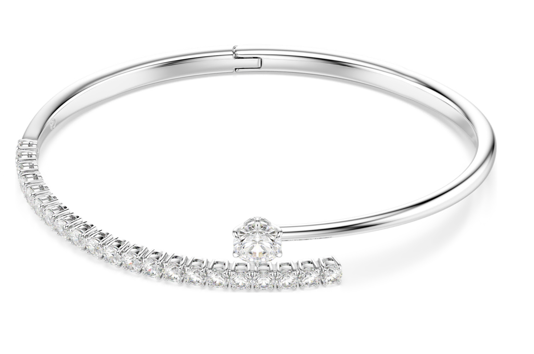 5753571 Matrix bangle Round cut, White, Rhodium plated