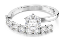 5753575 Matrix open ring Round cut, White, Rhodium plated