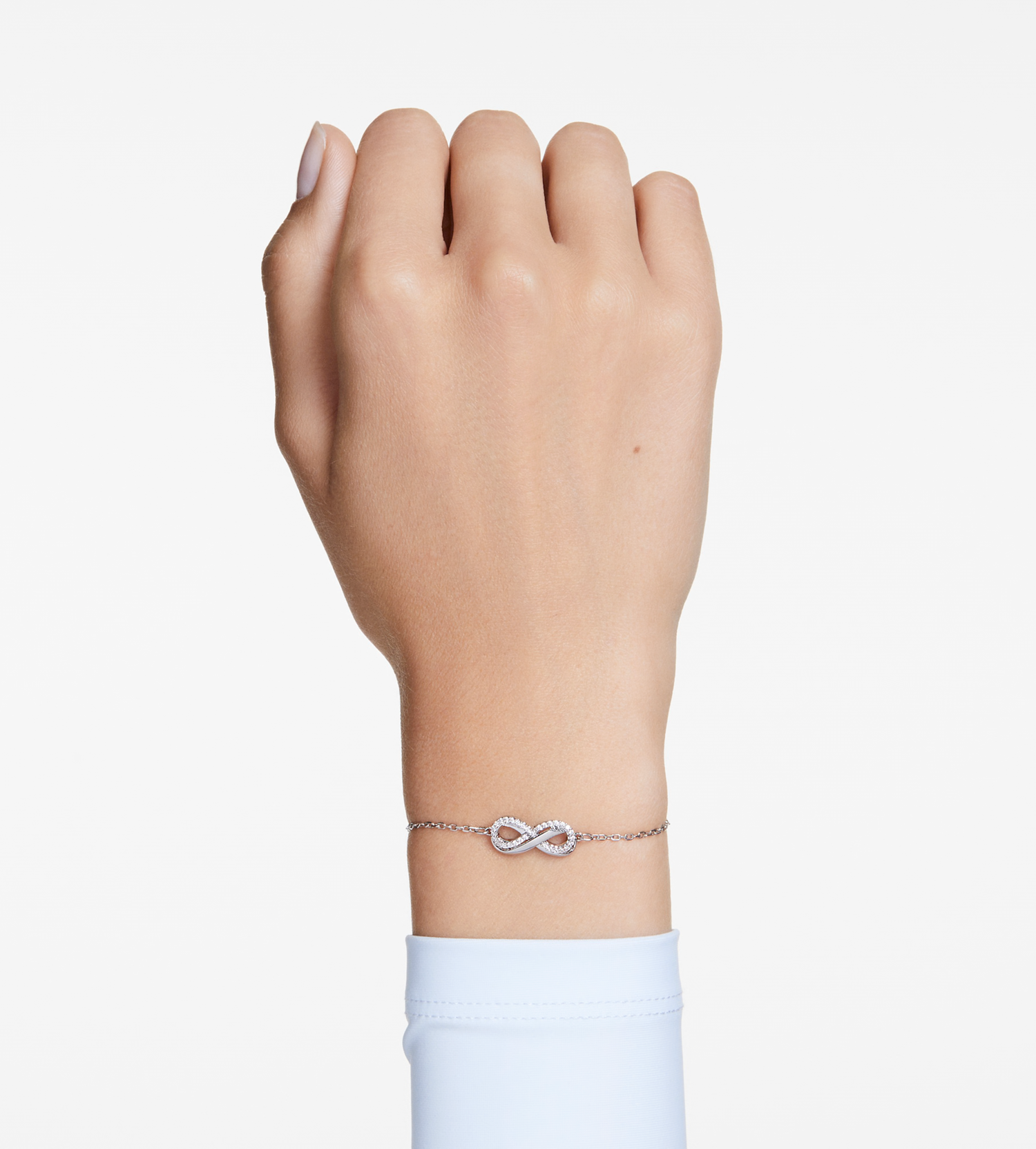 5679664 Hyperbola bracelet Infinity, White, Rhodium plated