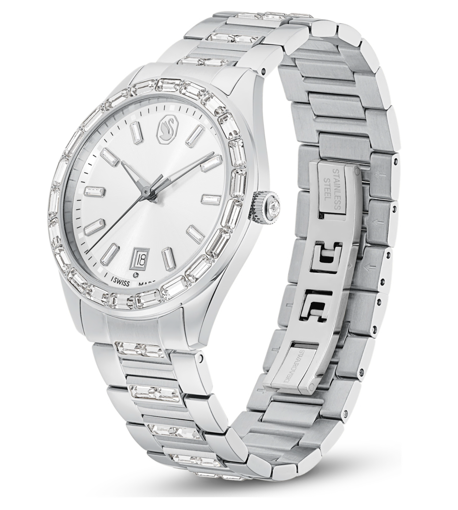 5734665 Matrix date watch Swiss Made, Metal bracelet, Silver Tone, Stainless steel