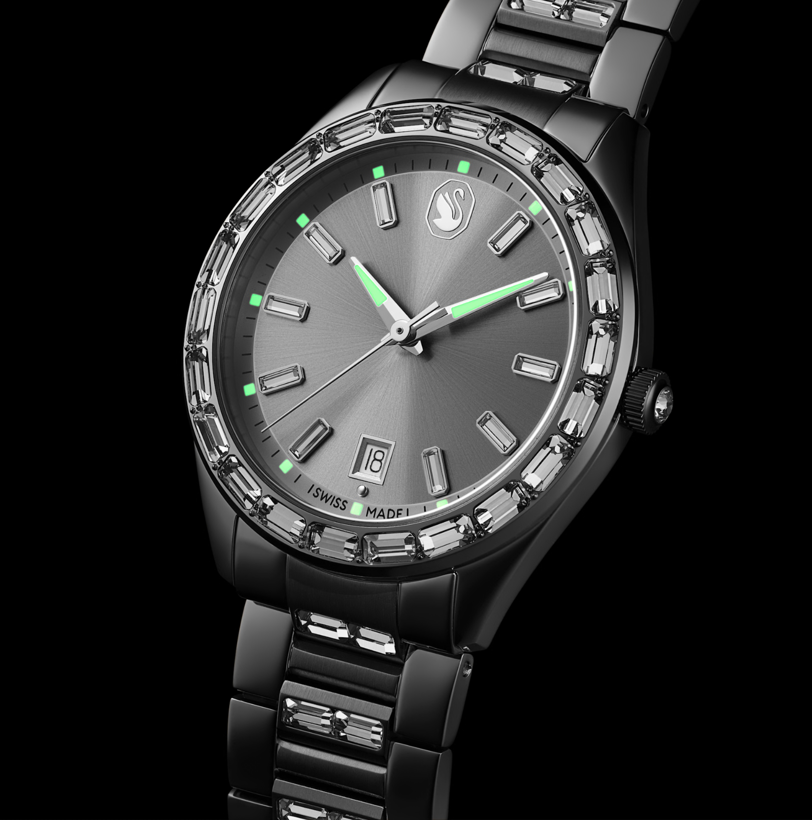 5734665 Matrix date watch Swiss Made, Metal bracelet, Silver Tone, Stainless steel