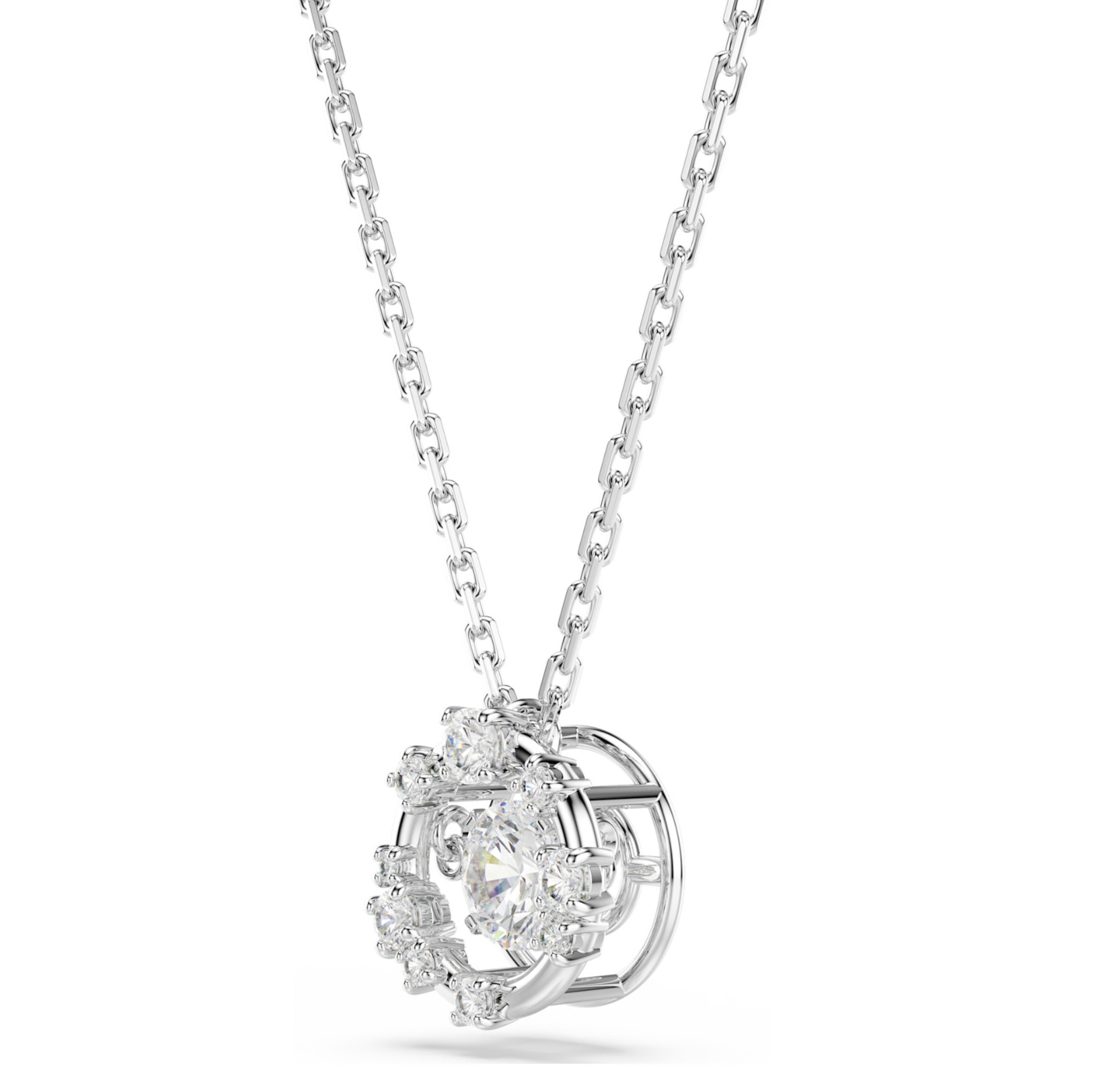 5738247 Constella pendant Round cut, Dancing stone, White, Rhodium plated