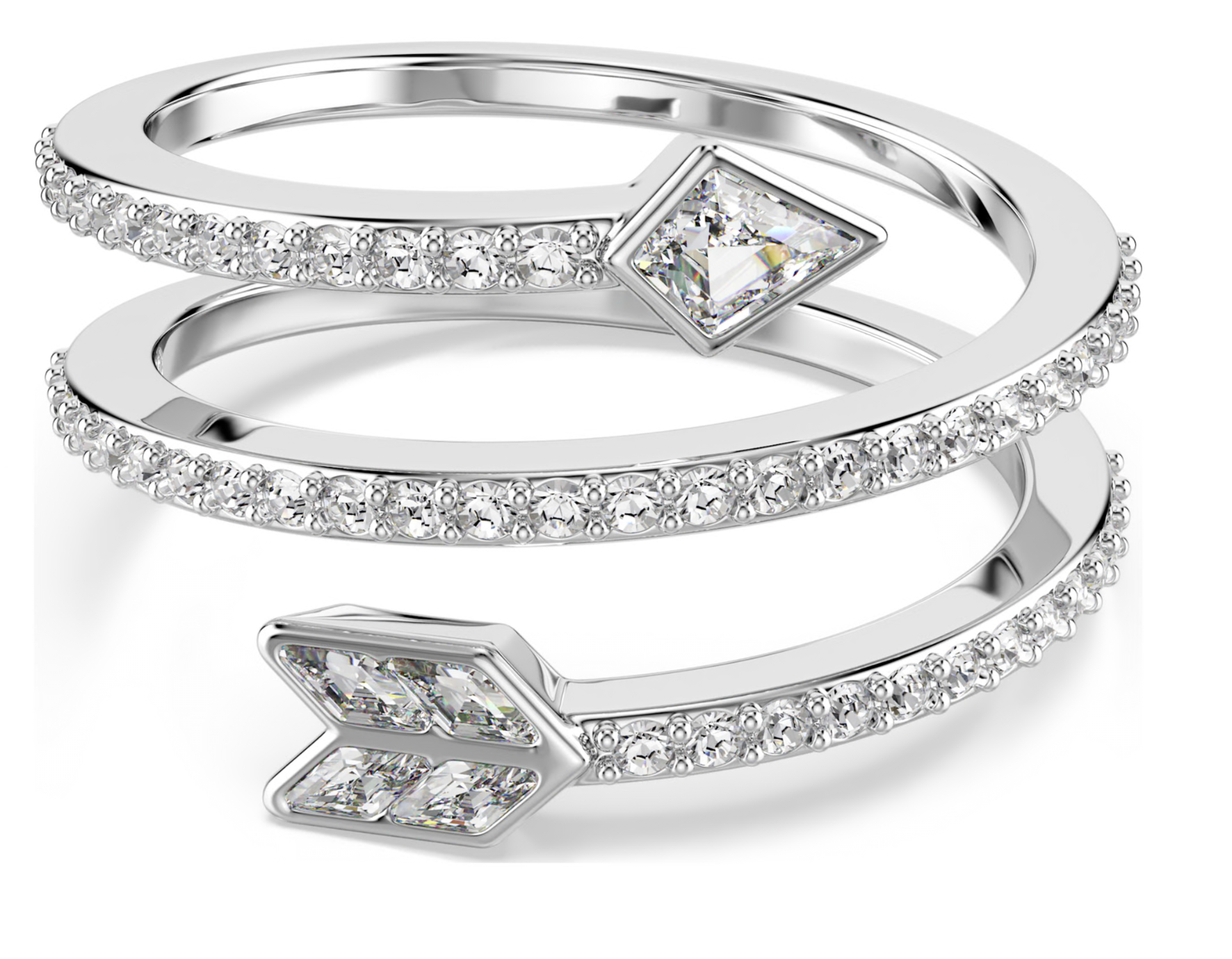 5741528 Idyllia motif ring Mixed cuts, Arrow, White, Rhodium plated