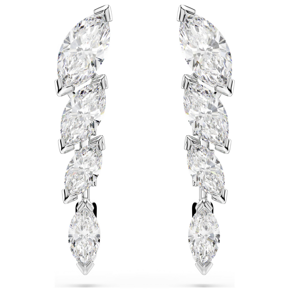 5748007 Mesmera earrings Marquise cut, White, Rhodium plated