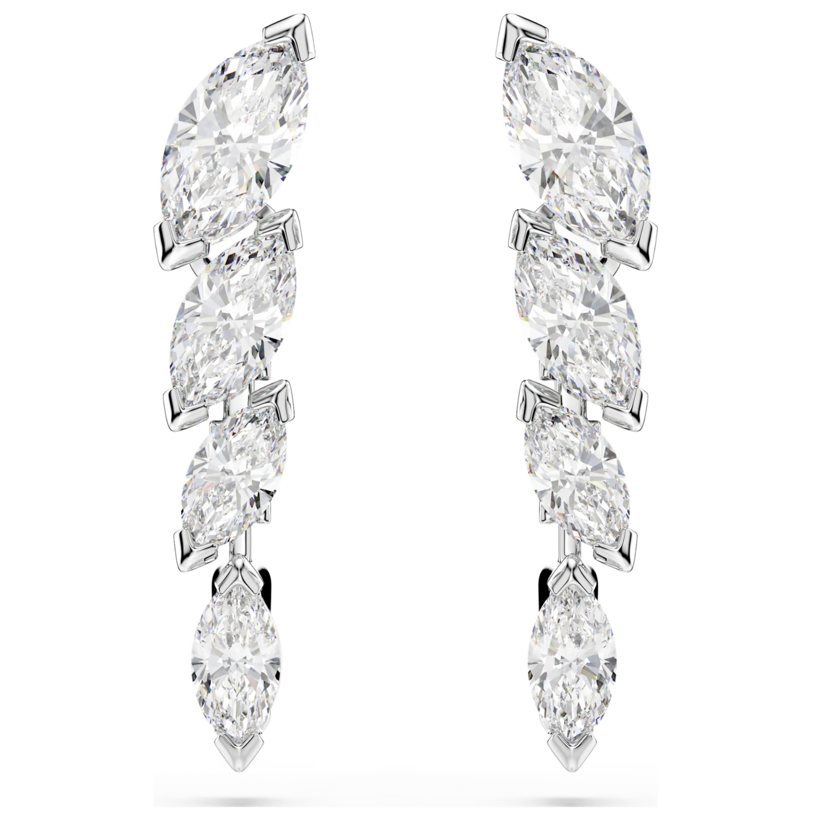 5748007 Mesmera earrings Marquise cut, White, Rhodium plated
