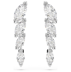 5748007 Mesmera earrings Marquise cut, White, Rhodium plated