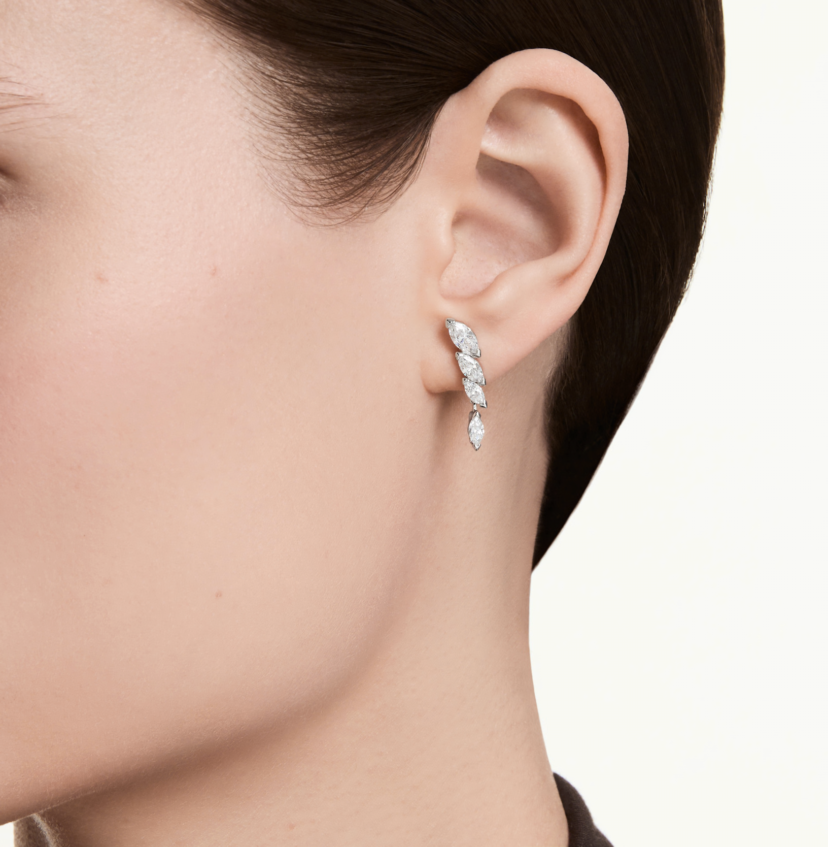 5748007 Mesmera earrings Marquise cut, White, Rhodium plated