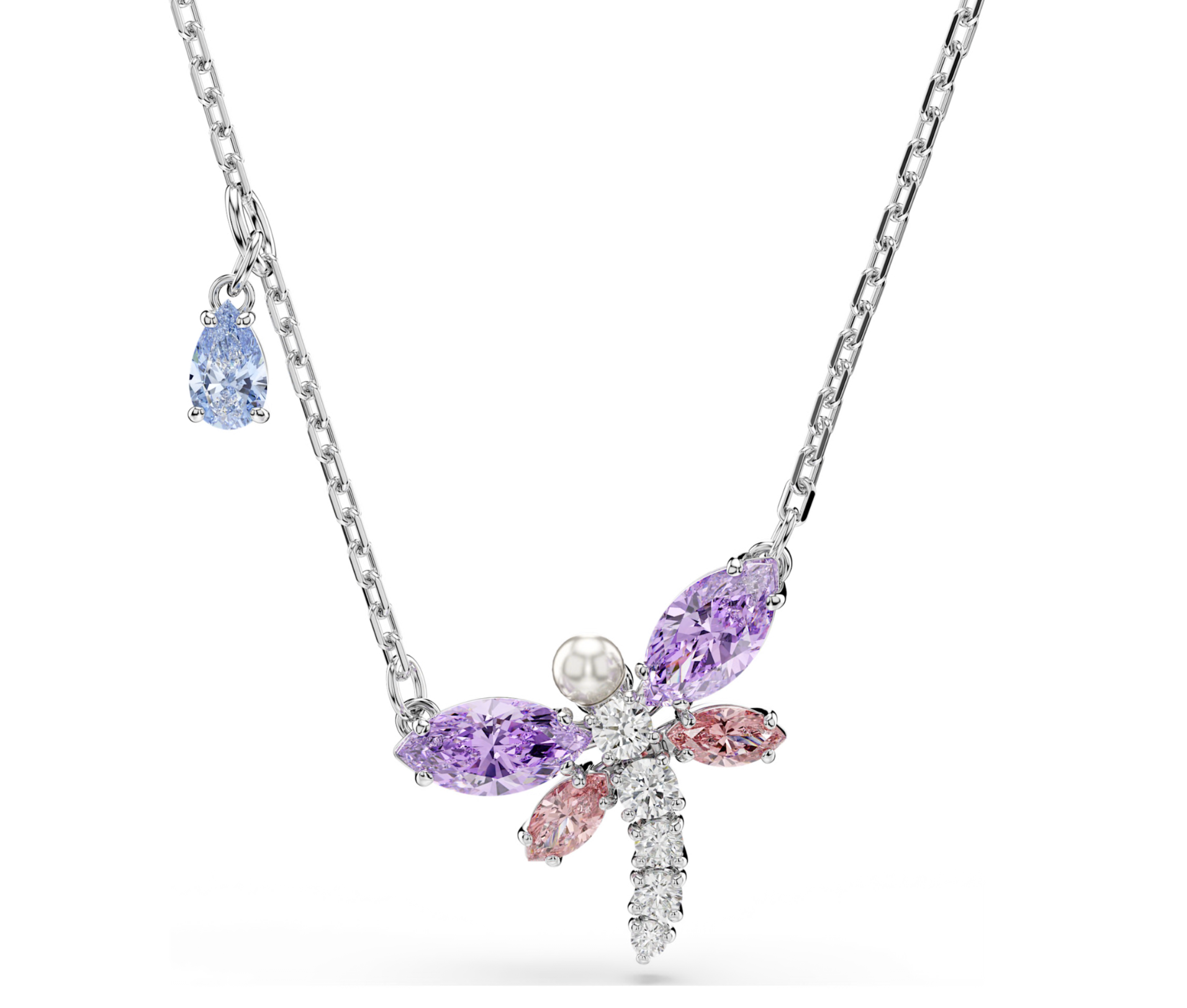 5737383 Ariana Grande x Swarovski pendant Mixed cuts, Dragonfly, Multicoloured, Rhodium plated