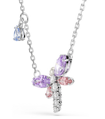 5737383 Ariana Grande x Swarovski pendant Mixed cuts, Dragonfly, Multicoloured, Rhodium plated