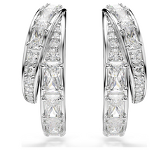 5749069 Vienna hoop earrings Mixed cuts, White, Rhodium plated