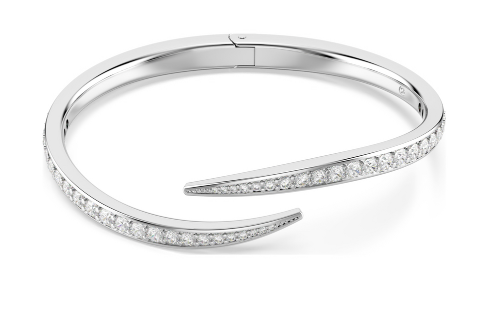 5749200 Vienna bangle Round cut, Swan, White, Rhodium plated