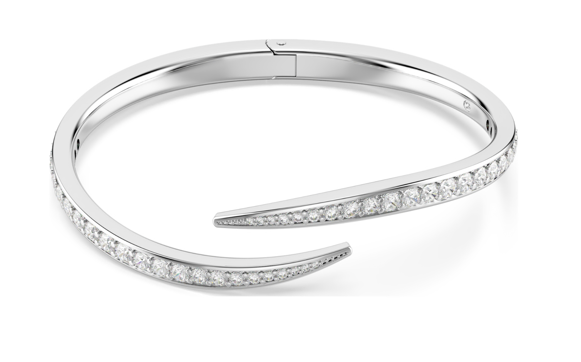 5749200 Vienna bangle Round cut, Swan, White, Rhodium plated