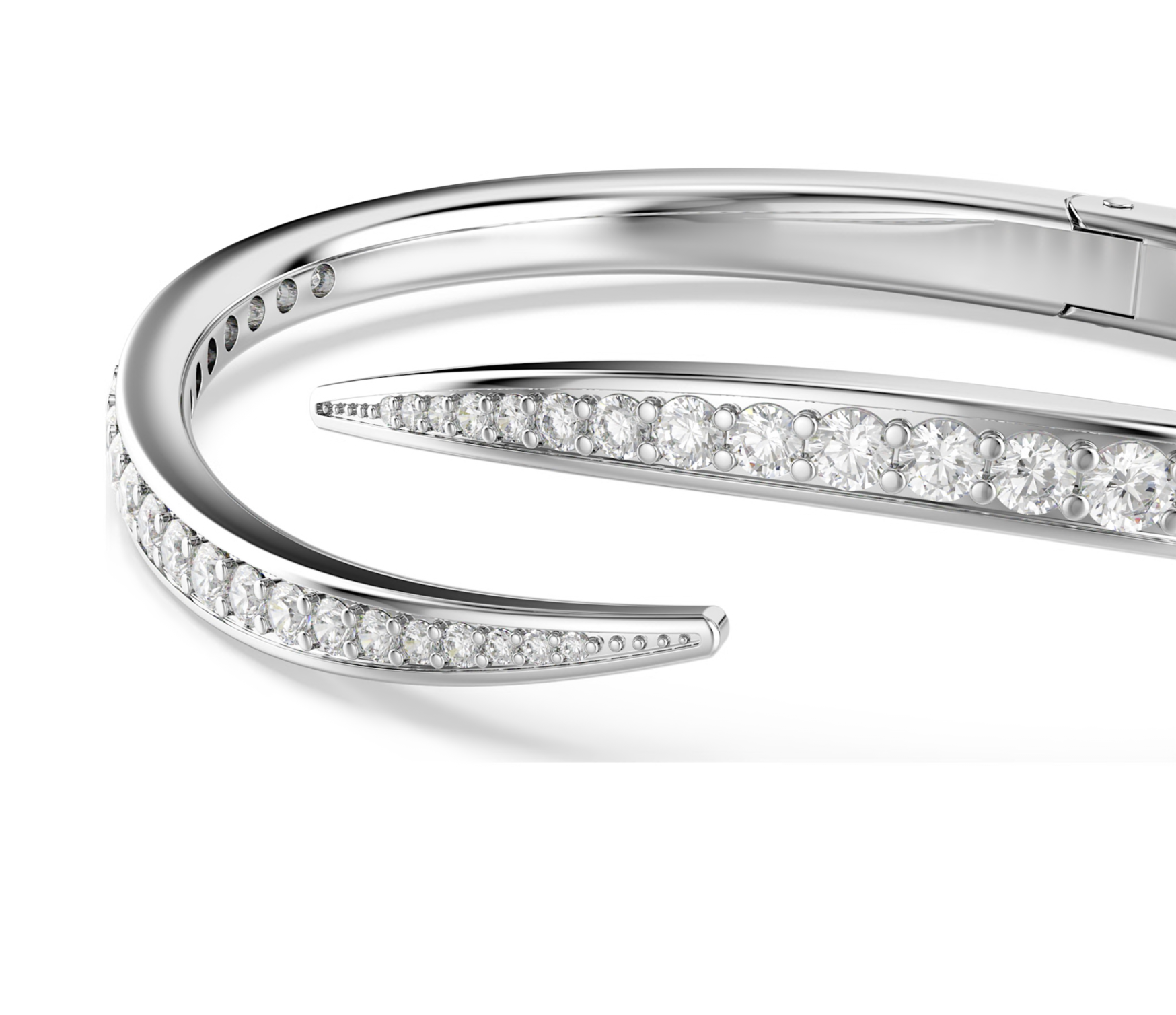 5749200 Vienna bangle Round cut, Swan, White, Rhodium plated