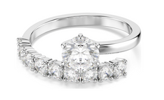 5753576 Matrix open ring Round cut, White, Rhodium plated