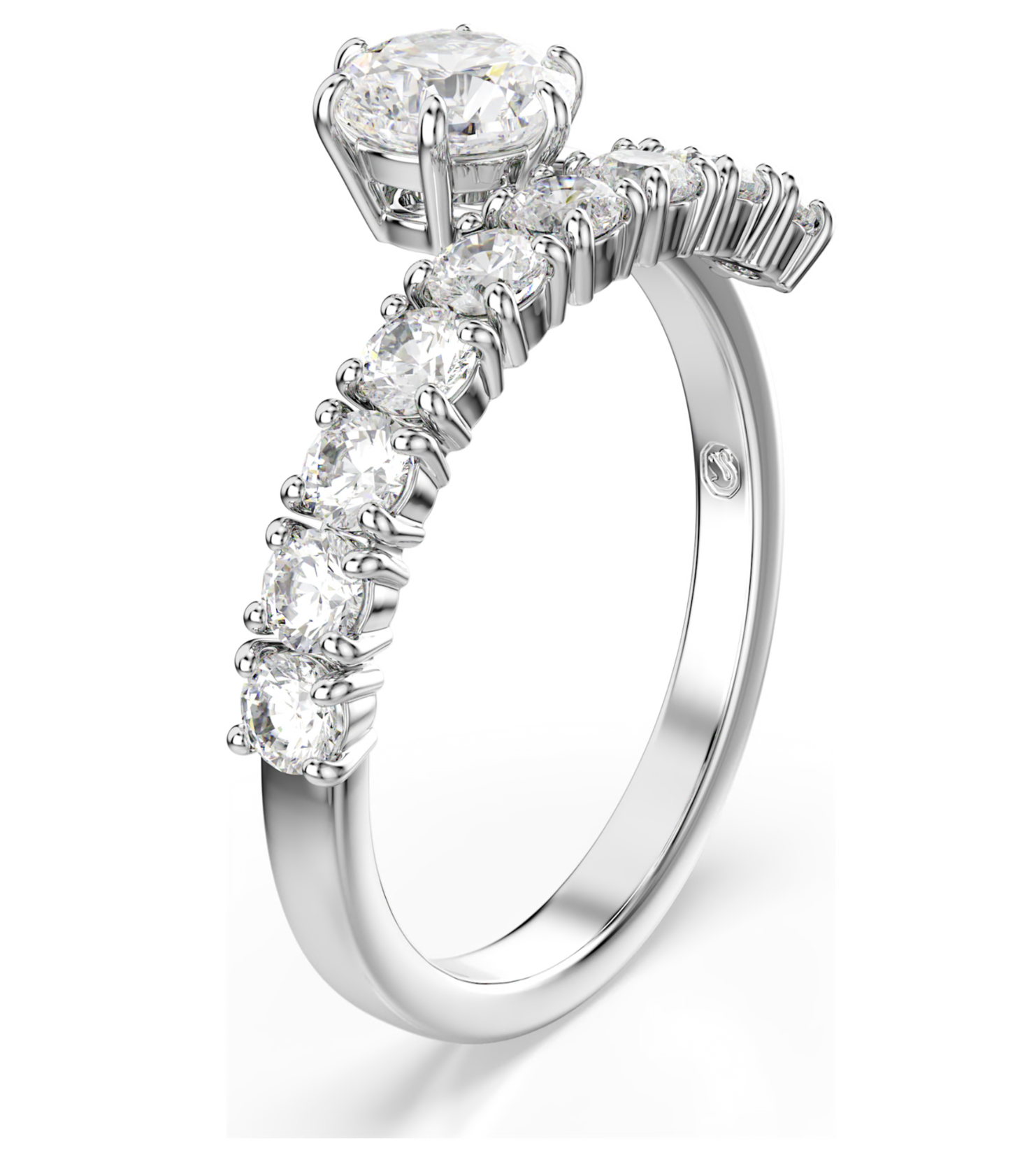 5753576 Matrix open ring Round cut, White, Rhodium plated
